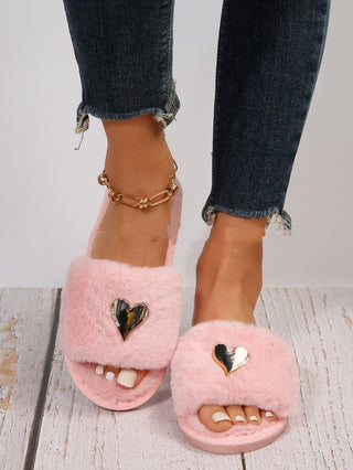 Buy bright-pink Women Fluffy Slipper Home Fur Furry Slippers