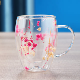 Buy 13-style Dried Flower Double Layer Glass Cup Real Flower Cyber Celebrity Style Quicksand Cup