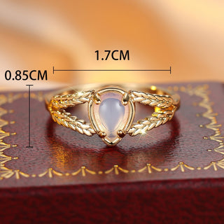 Round Golden Water Drop Protein Twist Hollow Ring