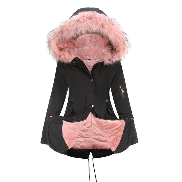 Women Parka Cotton-padded Mid-length Hooded Jacket: