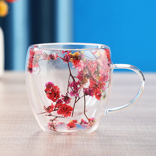 Buy 10-style Dried Flower Double Layer Glass Cup Real Flower Cyber Celebrity Style Quicksand Cup