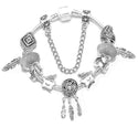 Silver Dream Catcher DIY Crystal Love Heart Cat's Paw Beaded Bracelet