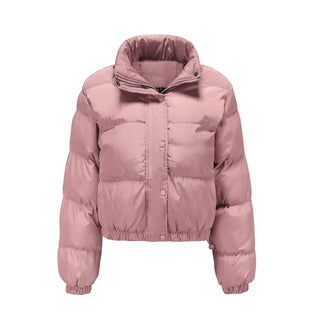 Buy pink Long Sleeve High Collar Warm Coat