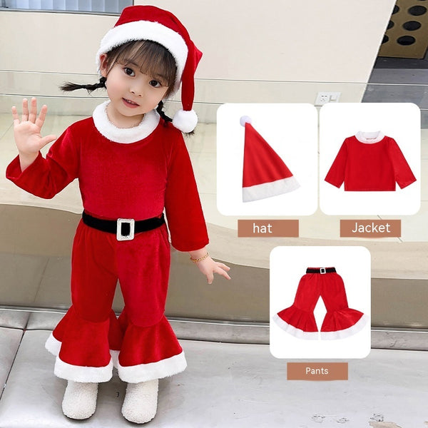 Christmas Clothing Photo Themed Baby Red Green Bell Bottoms Set