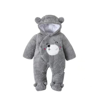 Buy gray Season Baby Thickened Jumpsuit Shu Cotton Velvet Jumpsuit Newborn Winter Baby &amp; Kids Clothes Romper