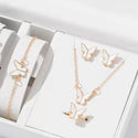 5PCS Fashion Butterfly Pendants Necklace Earrings Ring Bracelet Sets For Women Jewelry Set Bridal Wedding Jewelry Gift