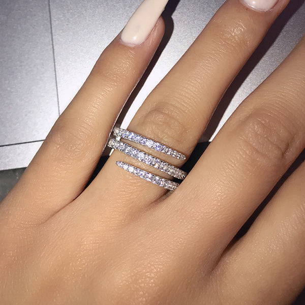 Creative Micro-inlaid Diamond Ring Female Three Rings