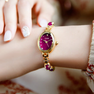 Buy purple Simple Fashion Temperament Entry Lux Quartz Diamond Waterproof Women&#39;s Wrist Watch