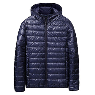 Buy navy-blue-hooded Men&#39;s Cotton Clothes Short Light Bread Coat