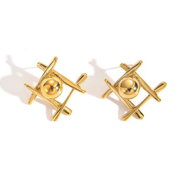 Fashion Titanium Steel Stud Earrings Women's Gold Light Luxury High-grade Earrings