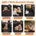 1Pc Dog Car Seat Cover For Back Seat Waterproof Oxford Cloth Seat Cover Hammock Non-Slip Scratchproof Back Seat Extender With Side Flap Mesh Window Storage Bag For Car SUV Truck