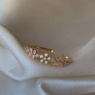 Buy nwh80-01 Retro Multi-element Cute And Sweet Pink Heart-shaped Butterfly Flower Open Ring