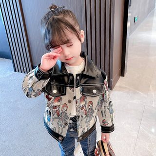 Girls' Leather Coat New Fashion Jacket