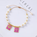 Peach Heart Bead Tag Steel Ball Freshwater Pearl Bracelet