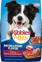 Kibbles 'n Bits Dry Dog Food, Savory Bacon & Steak Flavor for Adult Dogs