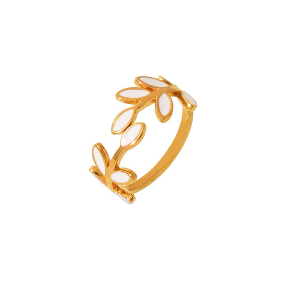 Branches And Leaves Drop Oil Ring Female Stainless Steel