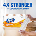 Scott ComfortPlus Toilet Paper, 12 Double Rolls, 231 Sheets per Roll, 1-Ply Toilet Tissue