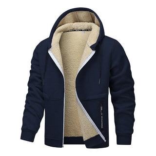 Buy navy-blue Men's Fashion Lambswool Thickened Coat Sweatshirt