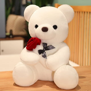 Buy beige 23-45cm New Lovely Hug Roses Teddy Bear Plush Pillow Stuffed Soft Animal Dolls Nice Birthday Gift Girlfriend Valentine&#39;s Day