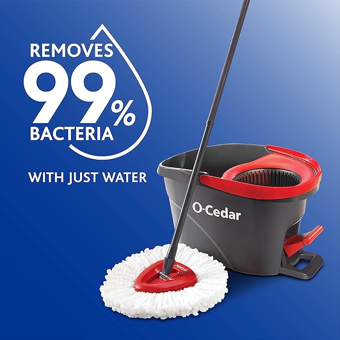O-Cedar EasyWring Microfiber Spin Mop & Bucket Floor Cleaning System + 2 Extra Refills, Red/Gray Secondary image