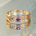 Champagne Gold Colorful Crystals Round Ring Simple