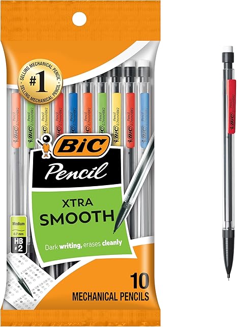 BIC Xtra-Smooth Mechanical Pencils with Erasers, Medium Point (0.7mm), 10-Count Pack