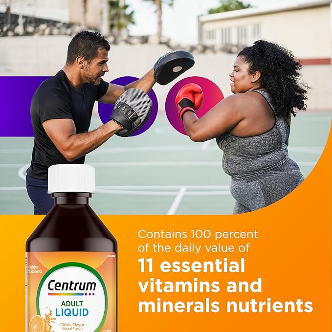 Centrum Liquid Multivitamin for Adults, Multivitamin/Multimineral Supplement with B Vitamins and Antioxidants, Citrus Flavor - 8 Fl Oz