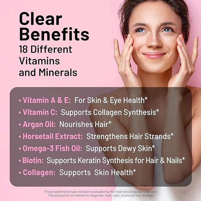 NatureWise Hair Skin & Nails Vitamin – Biotin 5000mcg with Collagen & Hyaluronic Acid – Women’s Multivitamin, 150 Softgels (50-Day Supply)