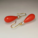 Fashion Salmon Coral Red And Rhinestone Earrings