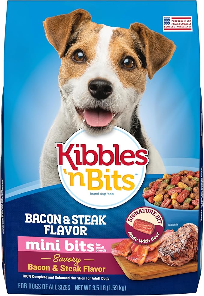 Kibbles ‘n Bits Mini Bits Small Breed Dry Dog Food, Savory Bacon & Steak Flavor for Adult Dogs, 3.5 lb. Bag Main image