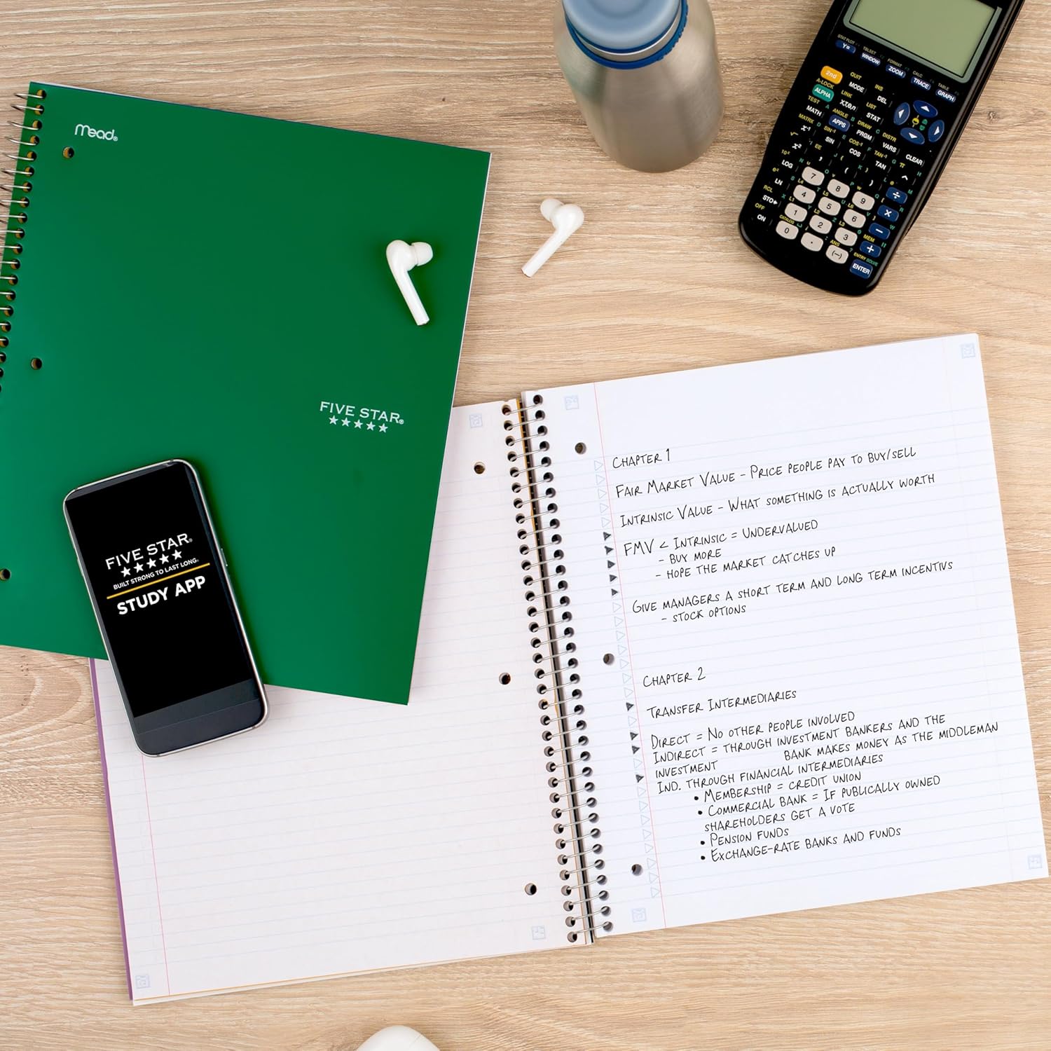 Five Star Spiral Notebook + Study App, 3 Subject, College Ruled Paper, 8-1/2" x 11", 150 Sheets, Fights Ink Bleed, Water Resistant Cover