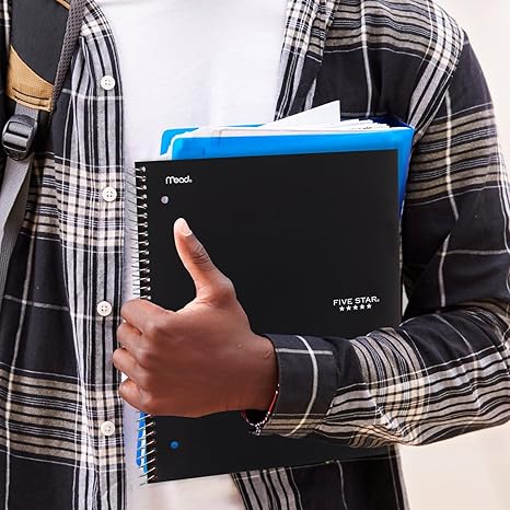Five Star Spiral Notebook + Study App, 5 Subject, College Ruled Paper, 8-1/2" x 11", 200 Sheets, Fights Ink Bleed, Water Resistant Cover