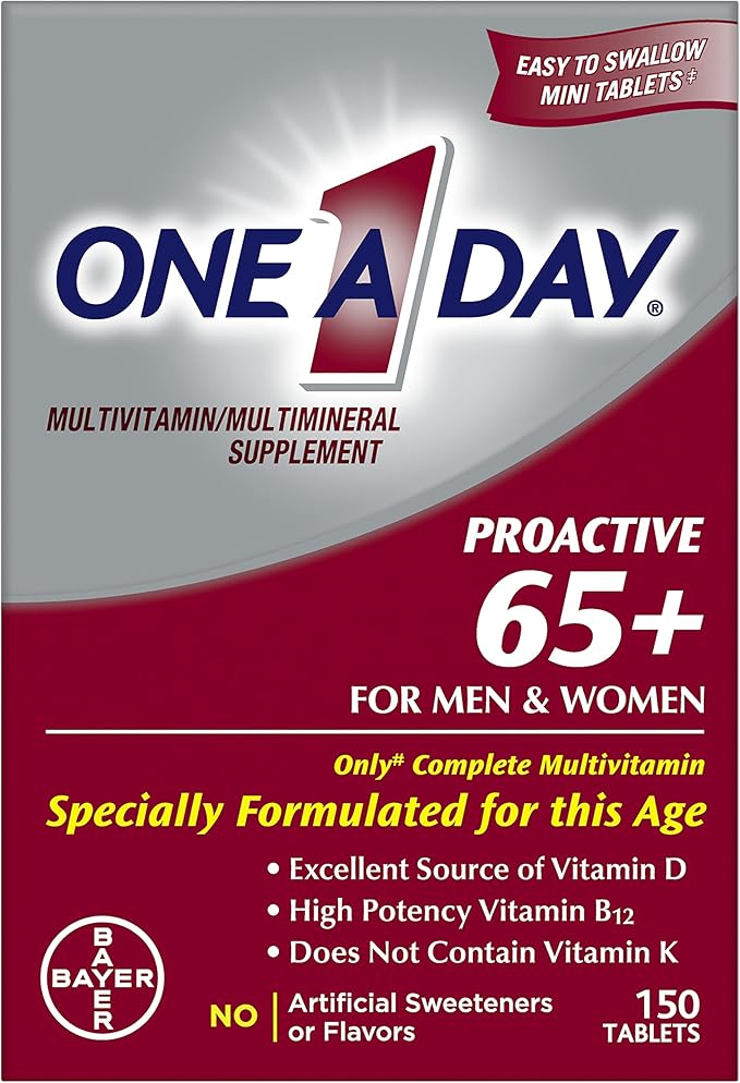 One A Day Proactive 65+ Multivitamin – Men & Women, 150 Tablets, Supports Bone & Cell Health with Vitamins A, C, D, Zinc, Calcium & Folic Acid Main image