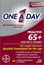 One A Day Proactive 65+ Multivitamin – Men & Women, 150 Tablets, Supports Bone & Cell Health with Vitamins A, C, D, Zinc, Calcium & Folic Acid