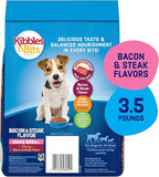 Kibbles ‘n Bits Mini Bits Small Breed Dry Dog Food, Savory Bacon & Steak Flavor for Adult Dogs, 3.5 lb. Bag