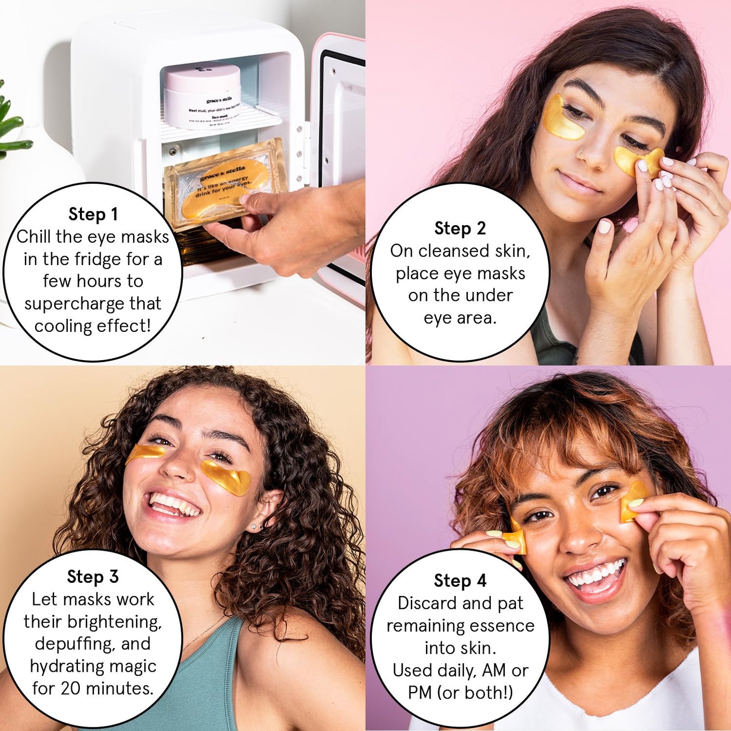 grace & stella Gold Under Eye Patches (24 Pairs) - Vegan Eye Mask for Puffy Eyes & Dark Circles