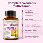 Methylated Multivitamin for Women w/Bioavailable Vitamins, Chelated Minerals, Vitamin D, B12, C, A & Zinc for Energy, Focus and Immune Health – Premium Womens Multivitamins & Multiminerals – 60 Caps