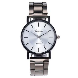 Buy black-white Neutral Watch Ladies Simple Fashion Steel Belt Quartz