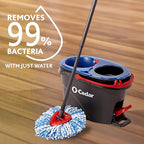 O-Cedar RinseClean Spin Mop & Bucket System | Clean with Water | Removes 99% of Bacteria Plastic