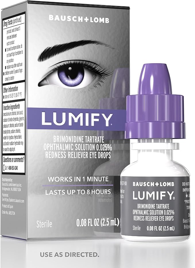 LUMIFY Eye Drops for Red Eyes, Redness Reliever for Brighter Looking Eyes, Works in 1 Minute & Lasts Up to 8 Hours, Eye Drops, 0.08 Fl Oz (2.5 mL)