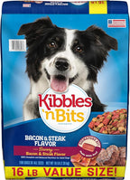 Kibbles 'n Bits Dry Dog Food, Savory Bacon & Steak Flavor for Adult Dogs
