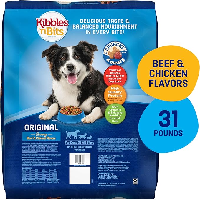 Kibbles 'n Bits Original Dry Dog Food, Savory Beef & Chicken Flavors for Adult Dogs