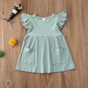 Girls' Hanging Cotton Flying Sleeve Dress