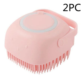 Buy pink-2pc Silicone Dog Bath Massage Gloves Brush Pet Cat Bathroom Cleaning Tool Comb Brush For Dog Can Pour Shampoo Dog Grooming Supplies