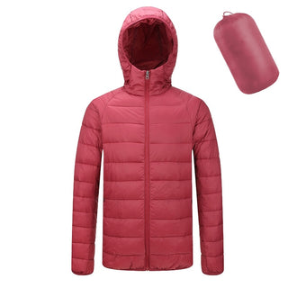 Buy hooded-wine-red Men&#39;s Lightweight Hooded Coat Winter Warm Solid Color Zipper Jacket