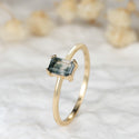 Fashion Retro Rectangular Water Plants Agate Ring