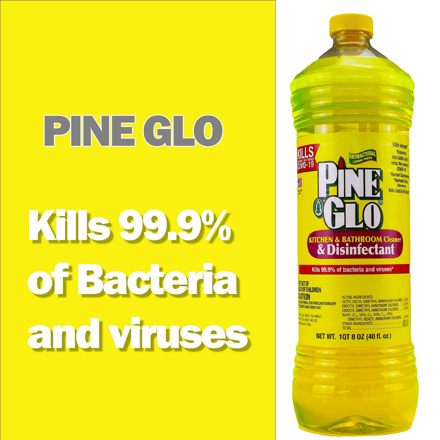 (2 pack) Pine Glo Kitchen & Bath Household Cleaner, Lemon, 40 oz