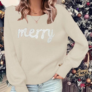 Buy apricot European And American Christmas Round-neck Long-sleeved Pullover