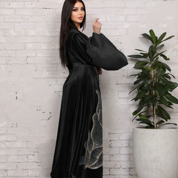 Long Robe Gold Velvet Dress