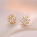 Niche Ins Zircon Flower Rotating Earrings Necklace